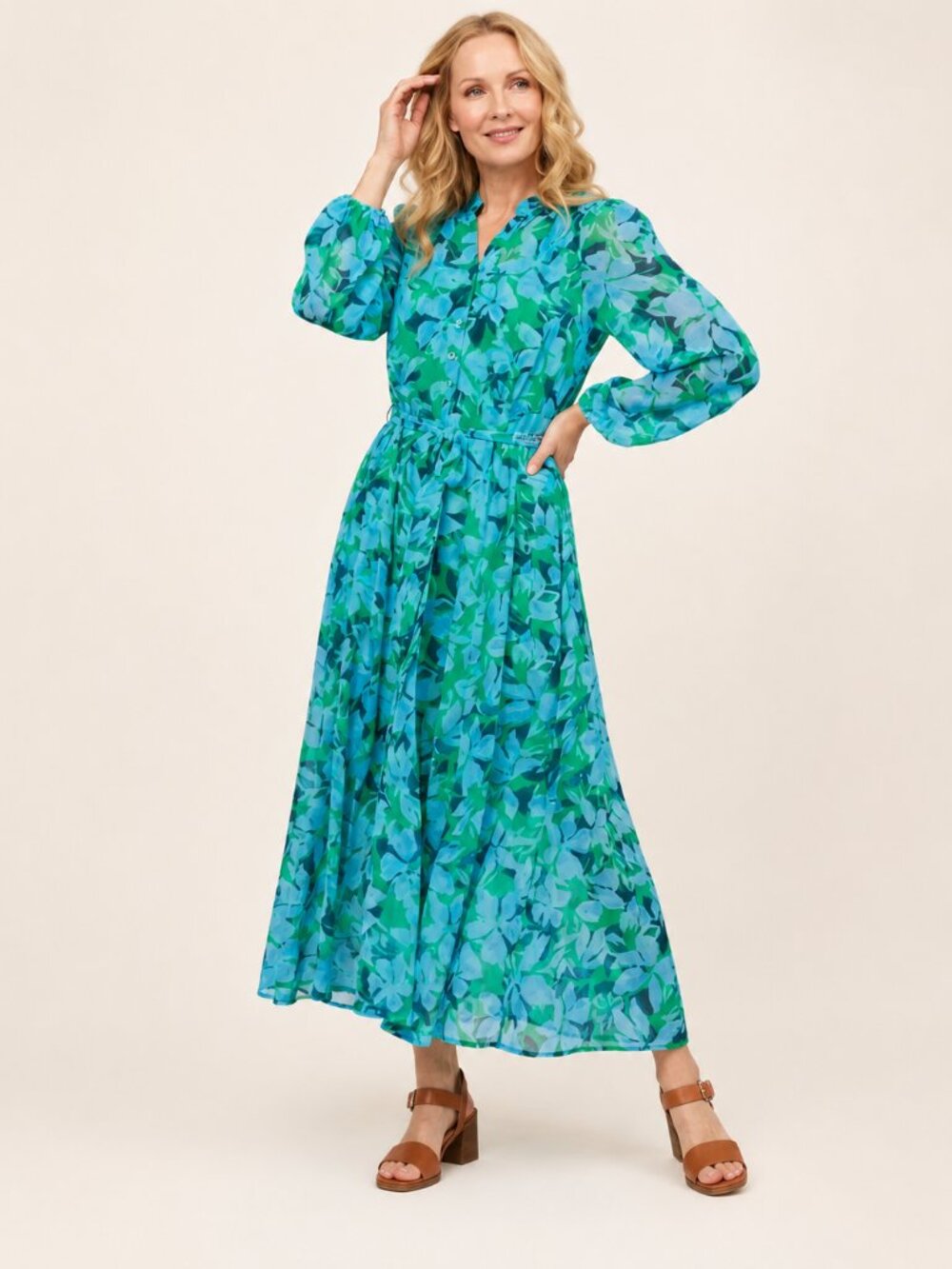 Nina Leonard Chiffon Maxi Dress Size XL